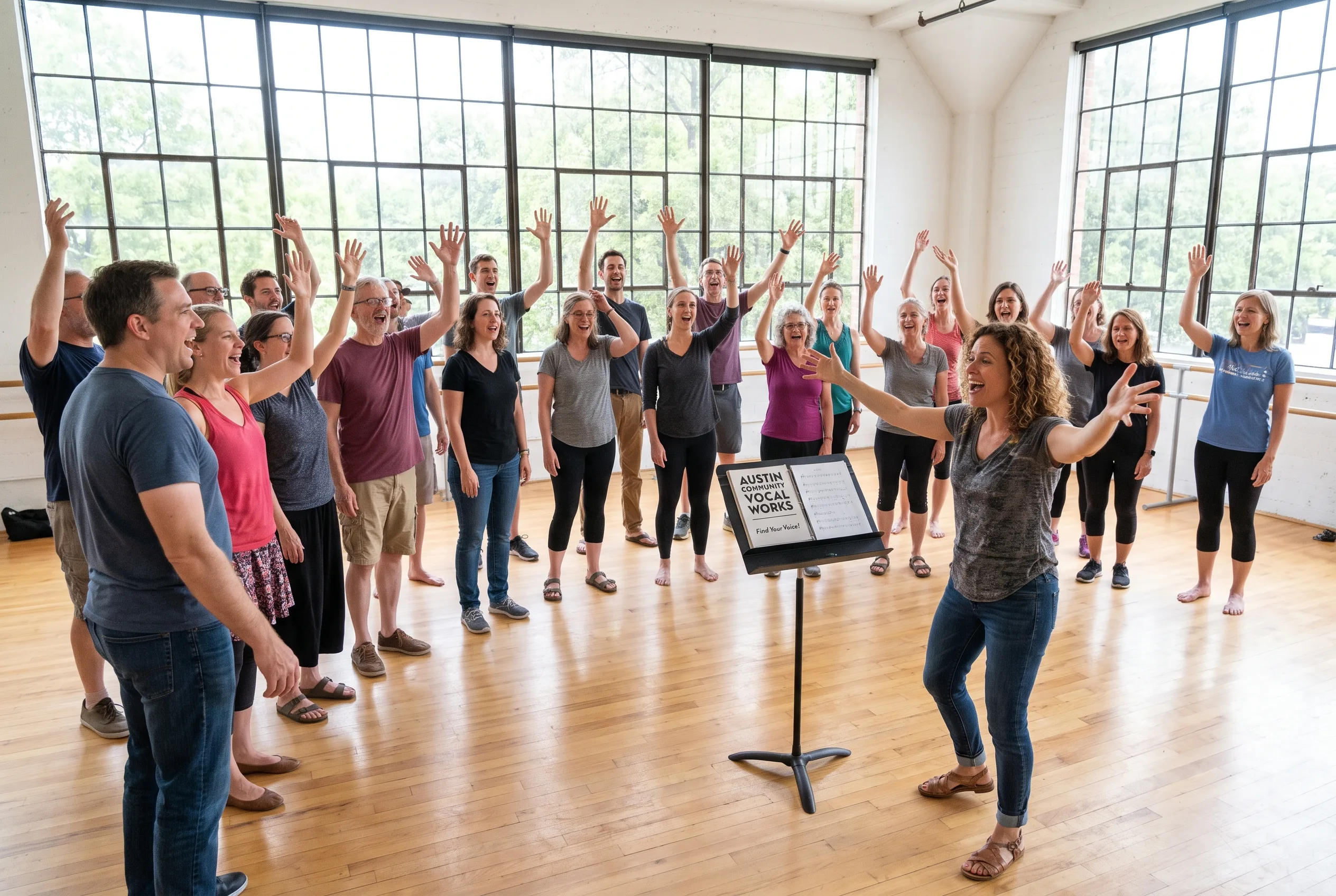 Group singing class in Austin